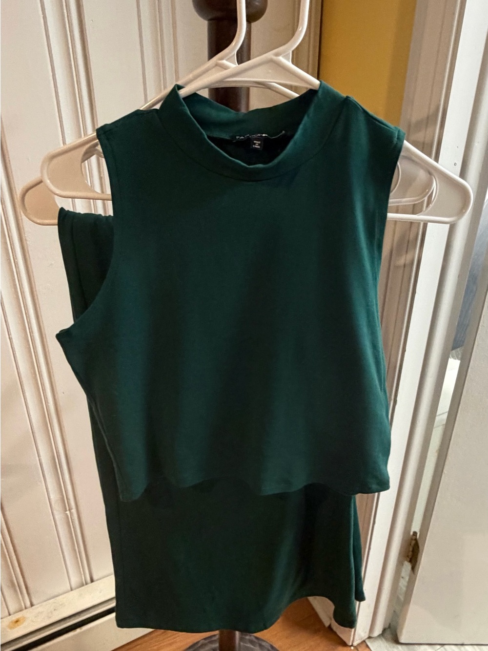 Fashion Nova Dark Green Mock Neck Sleeveless Tank wide leg pant set